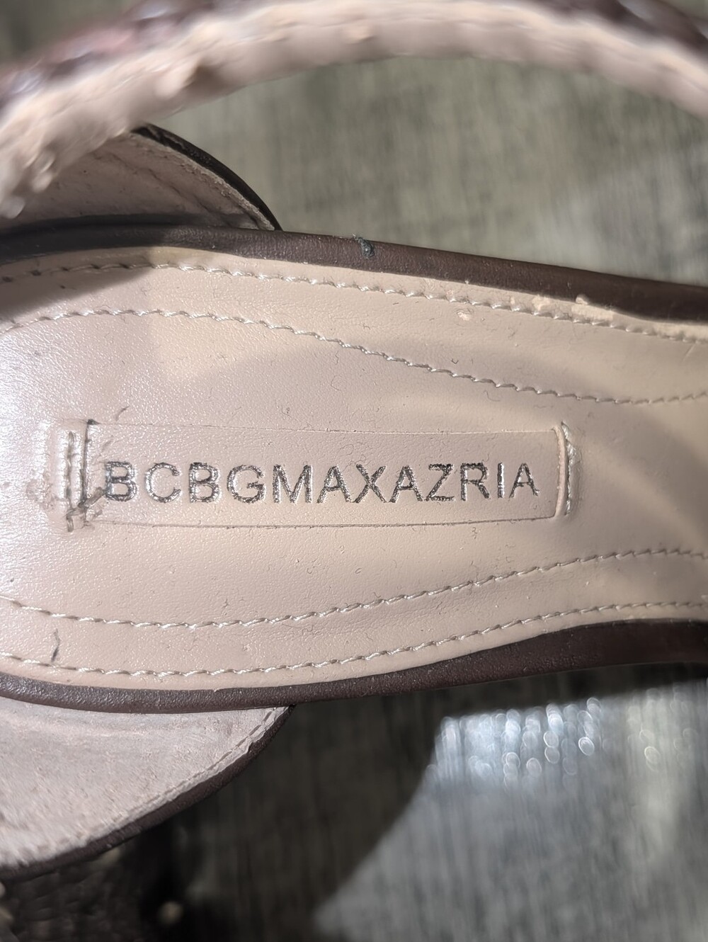 BCBGMAXAZRIA Brown Woven Tassel Strappy Stiletto Heels Size 9 - Picture 3 of 8